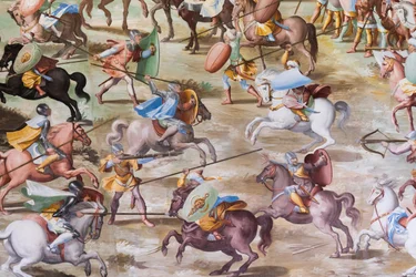 Detail des Freskos in der Halle der Schlachten der Schlacht von La Higueruela 1431